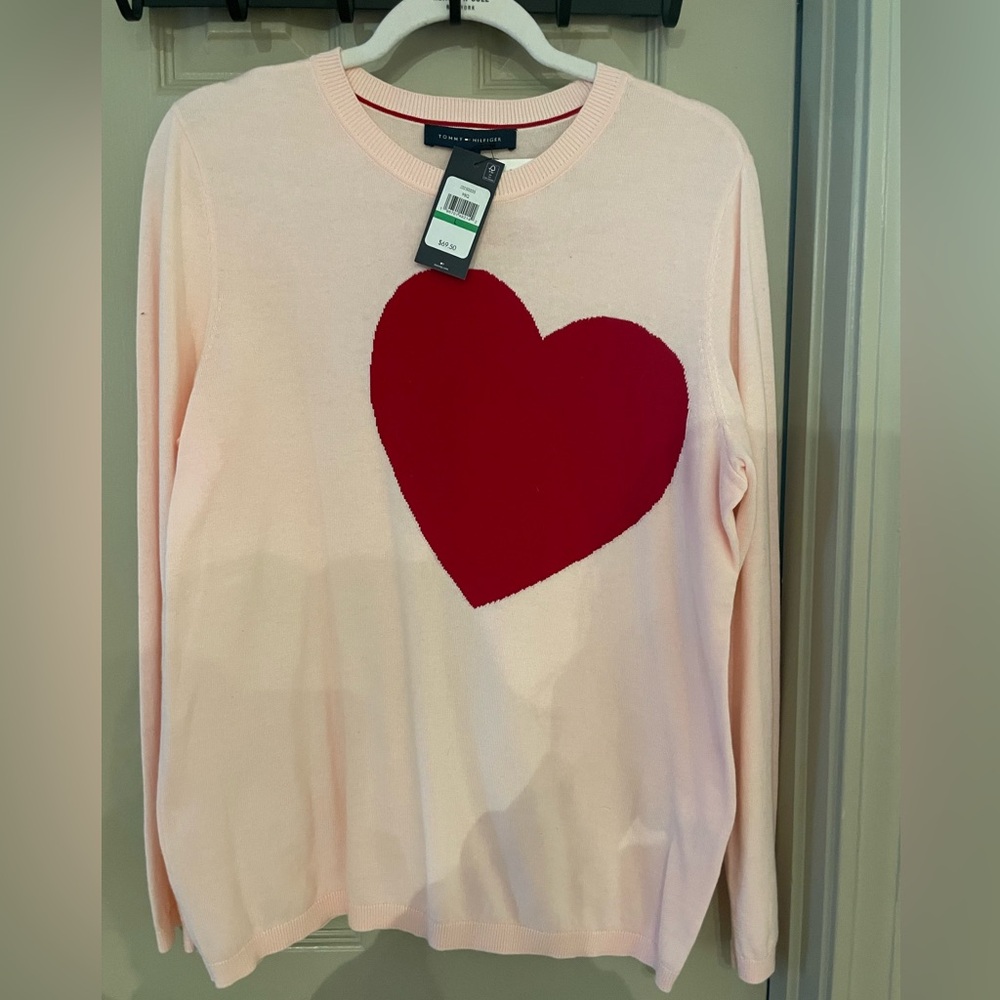 Cute whimsical Tommy Hilfiger Valentine’s Day Heart Sweater